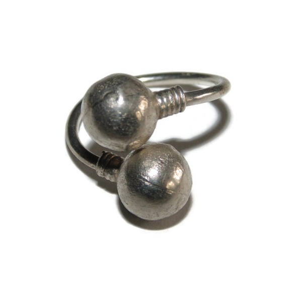 Vintage Estate Modernist Wrap Front Sterling Silver Ball Orb Sphere Ring Size 7 - Picture 1 of 4